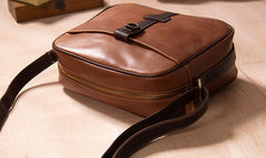 Leather Mens Brown Messenger Bag Shoulder Bag Crossbody Bag for Men