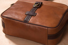 Leather Mens Brown Messenger Bag Shoulder Bag Crossbody Bag for Men