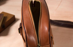 Leather Mens Brown Messenger Bag Shoulder Bag Crossbody Bag for Men