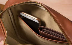 Leather Mens Brown Messenger Bag Shoulder Bag Crossbody Bag for Men