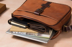 Leather Mens Brown Messenger Bag Shoulder Bag Crossbody Bag for Men
