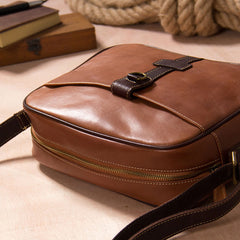 Leather Mens Brown Messenger Bag Shoulder Bag Crossbody Bag for Men