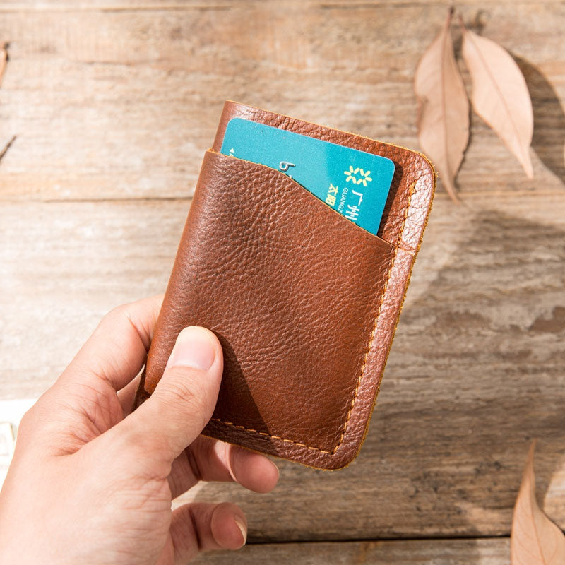 Leather Mens Card Holders Slim Front Pocket Wallet Card Wallet for Men - iwalletsmen