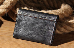 Leather Mens Card Wallet Black Small Card Wallet for Men