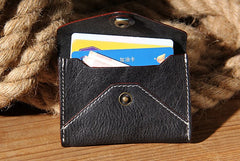 Leather Mens Card Wallet Black Small Card Wallet for Men