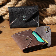 Leather Mens Card Wallet Black Small Card Wallet for Men