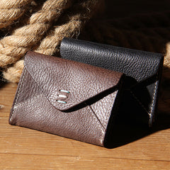 Leather Mens Card Wallet Black Small Card Wallet for Men