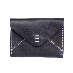 Leather Mens Card Wallet Black Small Card Wallet for Men