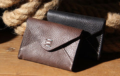 Leather Mens Card Wallet Black Small Card Wallet for Men