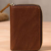 Leather Mens Card Wallet Zipper Vintage Coffee Brown Multi Card Change Wallet for Men