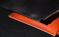 Leather Mens Clutch Wristlet Bag Black Zipper Clutch Wallet for Men