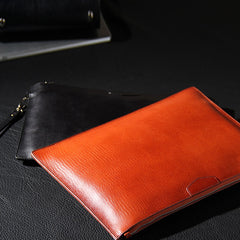 Leather Mens Clutch Wristlet Bag Black Zipper Clutch Wallet for Men