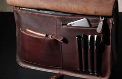 Leather Mens Coffee Briefcase Shoulder Bag Handbag Work Bag Business Bag for Men