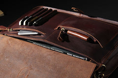 Leather Mens Coffee Briefcase Shoulder Bag Handbag Work Bag Business Bag for Men