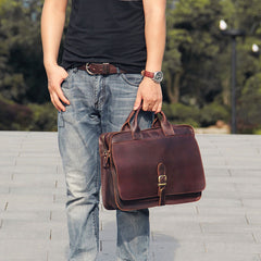 Leather Mens Coffee Briefcase Shoulder Bag Handbag Work Bag Business Bag for Men