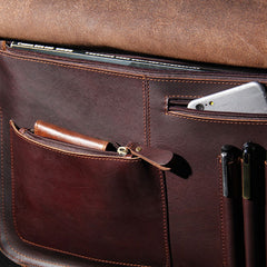 Leather Mens Coffee Briefcase Shoulder Bag Handbag Work Bag Business Bag for Men