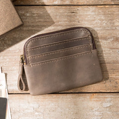 Leather Mens Coin Holders Slim Front Pocket Wallet Change Wallet for Men - iwalletsmen