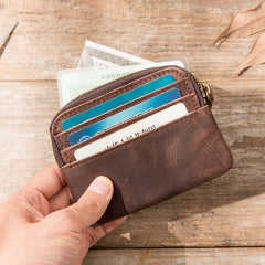 Leather Mens Coin Holders Slim Front Pocket Wallet Change Wallet for Men - iwalletsmen