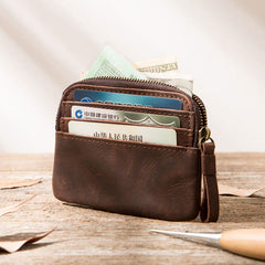 Leather Mens Coin Holders Slim Front Pocket Wallet Change Wallet for Men - iwalletsmen