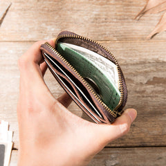 Leather Mens Coin Holders Slim Front Pocket Wallet Change Wallet for Men - iwalletsmen