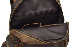 Leather Mens Cool Backpack Large Coffee Travel Bag Hiking Bag For Men - iwalletsmen