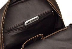 Leather Mens Cool Backpack Large Coffee Travel Bag Hiking Bag For Men - iwalletsmen