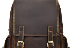 Leather Mens Cool Backpack Large Coffee Travel Bag Hiking Bag For Men - iwalletsmen