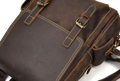 Leather Mens Cool Backpack Large Coffee Travel Bag Hiking Bag For Men - iwalletsmen
