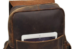 Leather Mens Cool Backpack Large Coffee Travel Bag Hiking Bag For Men - iwalletsmen