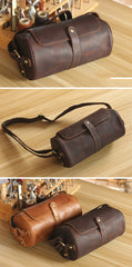 Leather Mens Cool Barrel Sling Bag Crossbody Bag for men
