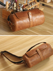 Leather Mens Cool Barrel Sling Bag Crossbody Bag for men