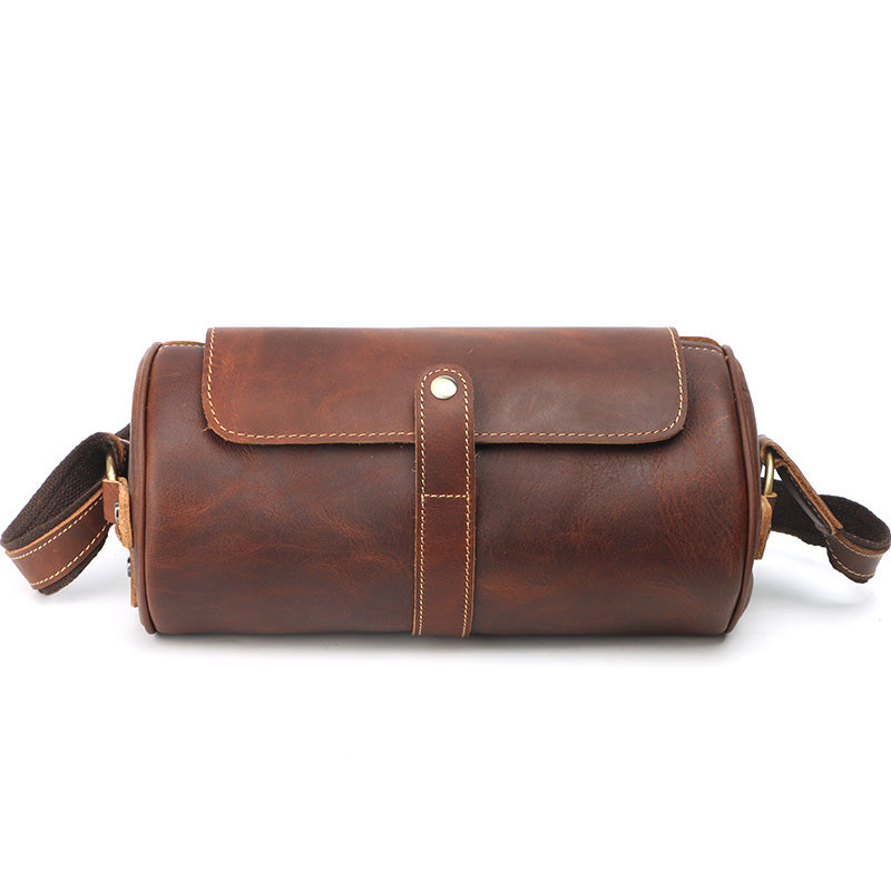 Leather Mens Cool Barrel Sling Bag Crossbody Bag for men