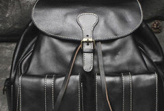Cool Mens Leather Black Backpack for School Backpack Travel Backpack Hiking Backpack For Men - iwalletsmen