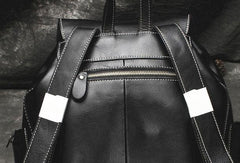 Cool Mens Leather Black Backpack for School Backpack Travel Backpack Hiking Backpack For Men - iwalletsmen