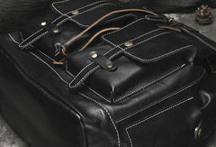 Cool Mens Leather Black Backpack for School Backpack Travel Backpack Hiking Backpack For Men - iwalletsmen