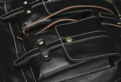 Cool Mens Leather Black Backpack for School Backpack Travel Backpack Hiking Backpack For Men - iwalletsmen
