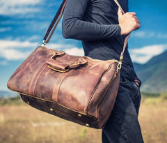 Leather Mens Cool Large Weekender Bag Travel Bag for Men