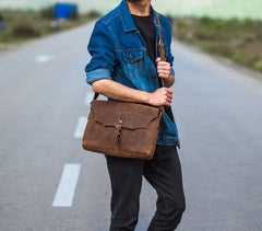 Leather Mens Cool Messenger Bag Shoulder Bag Crossbody Bag for Men
