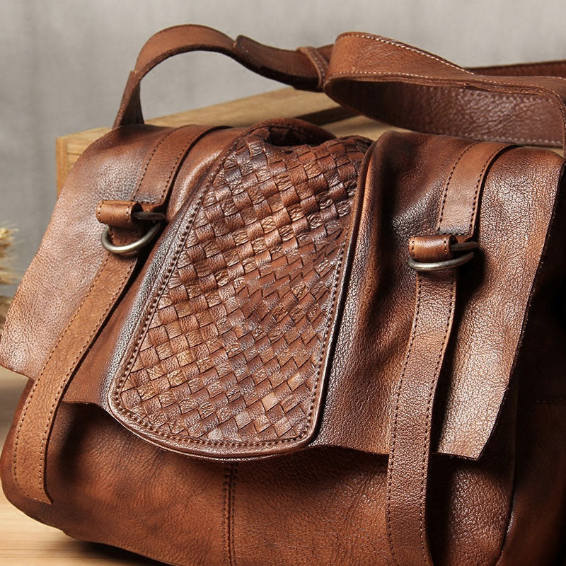 Leather Mens Cool Messenger Bag Shoulder Bag Vintage Crossbody Bag for Men