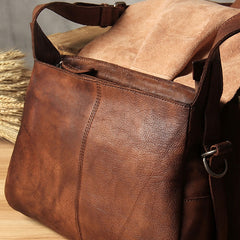 Leather Mens Cool Messenger Bag Shoulder Bag Vintage Crossbody Bag for Men