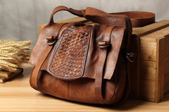 Leather Mens Cool Messenger Bag Shoulder Bag Vintage Crossbody Bag for Men