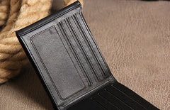 Leather Mens Cool Slim billfold Leather Wallet Men Small Wallets Bifold for Men