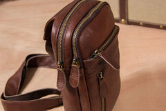 Leather Mens Cool Sling Bag Black Coffee Crossbody Bag Chest Bag for men