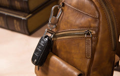 Leather Mens Cool Sling Bag Brown Crossbody Bag Chest Bag for men