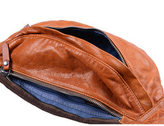 Leather Mens Cool Sling Bag Crossbody Bag Chest Bag Fanny Pack for men