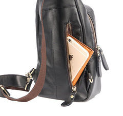 Leather Mens Cool Sling Bag Crossbody Bag Chest Bag for men