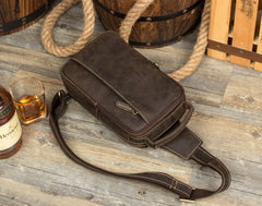 Leather Mens Cool Sling Bag Crossbody Bag Chest Bag for men