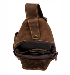 Leather Mens Cool Sling Bag Crossbody Bag Chest Bag for men