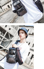 Leather Mens Cool Sling Bag Crossbody Bag Chest Bag for men