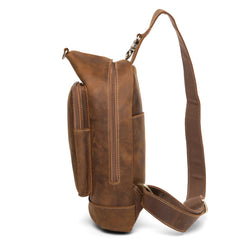 Leather Mens Cool Sling Bag Crossbody Bag Chest Bag for men